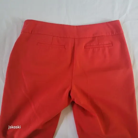 APT. 9 Essentials Coral Red Casual Cropped Capri Skimmer Pants Women's Size 6 - Picture 4 of 7